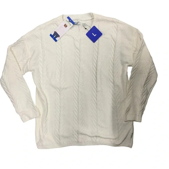 NWT ORVIS Sweater Womens Large Chenille Textured Knit Rib Trim Pullover Cream‎ - Picture 1 of 7